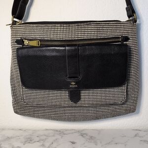 Fossil Kinley Crossbody Handbag/purse Black & White